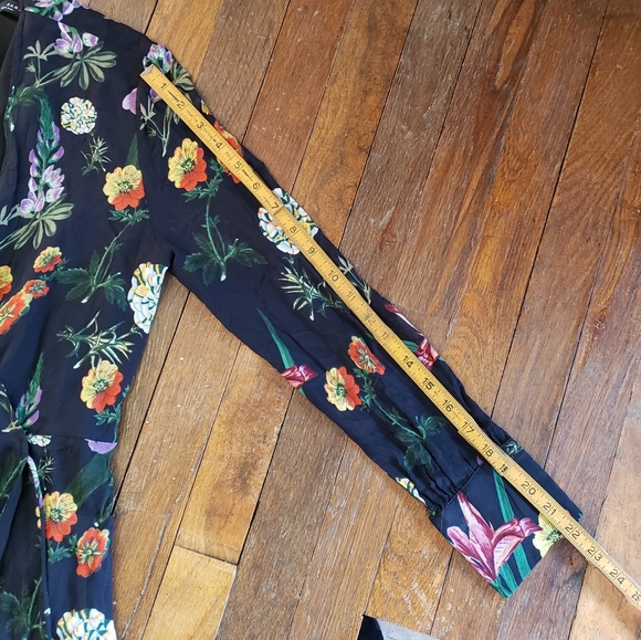 ZARA Woman Long Sleeve Wrap Dress - Botanical floral print mini dress - Picture 8 of 9